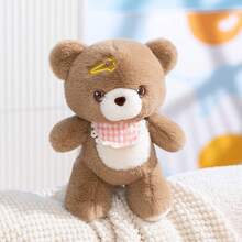 1件可爱卡通围兜、发夹、小动物毛绒玩具 - 兔子、熊毛绒玩偶、柔软毛绒玩偶、儿童玩偶、生日礼物、圣诞礼物、情人节礼物、复活节礼物