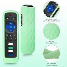 1pc/Silcone Remote Control Cover For Roku TV Remotes, Glowing Remote Control Shell For Roku Streaming Stick 4K Express 4K+ Premiere Streambar, Simple Remote/Voice Remote With Lanyard That Glows In The Dark - 淺藍色 - 查看 2