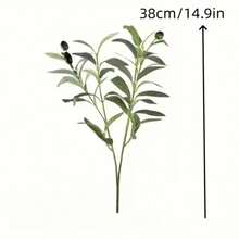 1/2 Stück lebensechte künstliche Olivenzweige mit realistischen grünen Früchten, geeignet für Heim- und Gartendekoration, Hochzeiten, Valentinstag, Ramadan, Geburtstage, Partys und kreative Geschenke, langanhaltend Kunststoff, einfach aufzustellen, ohne Behälter - Olivgrün - Übersicht 7