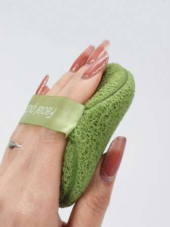 1/5 piezas Esponja facial de limpieza verde reutilizable, para aplicación de mascarilla facial y limpieza posterior al maquillaje. Suave y cómoda, con abundante espuma, apta para todo tipo de pieles. Esencial portátil de viaje, excelente para el cuidado de la piel de las niñas y una opción ideal para el cuidado facial.