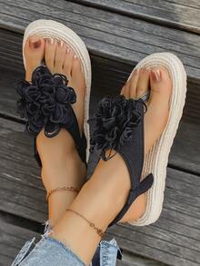 1 Pair Women's New Thick Sole Open Toe Sandals, Fashionable, Comfortable, Versatile Beach Wear - Black - View 3