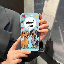 1PC Phone Case,  Dachshund Dogs Speech Bubble Hearts , Stylish Phone Case, Phone Decoration, All-around Lens Protection, Creative Small Gift, Funny Gift for Boys and Girls - Negro - Ver 5