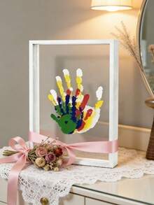 Family Handprint Kit, Gift For New Parents, DIY Craft Keepsake With Wooden Frame - White - View 3