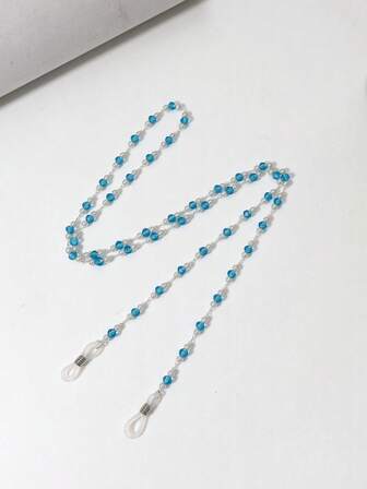 1pc Elegant Fashion Pearl Chain Blue Crystal Eyeglasses Chain