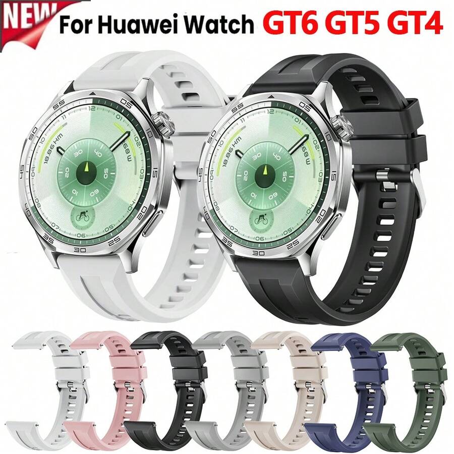 22毫米硅胶表带，兼容华为手表GT6、GT5、GT4，运动手表配件，高品质，耐用，柔软舒适，可调节 - 22mm - 查看 1