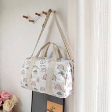 2026 New Rainbow Large Capacity Teddy Bear & Olive Embroidery Maternity Bag, Lightweight Tote Diaper Bag