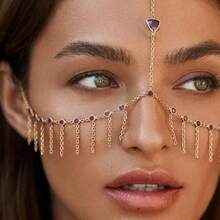 Bohemian Style Gold Face Chain, Rave Jewelry, Burning Man Accessory, Bridal Boho Nose Chain, Witch Mask, Dark Fairy Jewelry