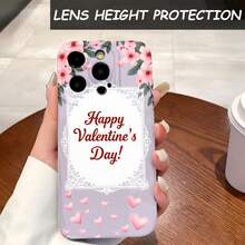 1PC Phone Case,  Floral Hearts Lace Valentine's Day , Stylish Phone Case, Phone Decoration, All-around Lens Protection, Creative Small Gift, Funny Gift for Boys and Girls - Negro - Ver 4