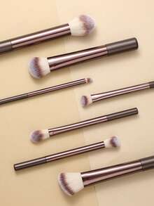 7pcs Professional Makeup Brush Set, Including Blush Brush, Powder Brush, Concealer Brush, Eyeshadow Brush, Complete Makeup Tools, Great For Travel And Gift - Coffee Brown - View 3