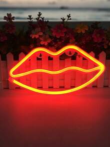 Pink/Red Lip Shaped LED Neon Light - USB Or Battery Powered Romantic Decorative Art Lamp, LED Desktop Decor, Bedroom Wall Decor Light, Hanging Romantic Love Light Suitable For Room, Living Room, Valentine's Day, Anniversary, Mother's Day, Bar, Party, Proposal Decoration, Wall Decor Neon Light - Multicolor - View 7