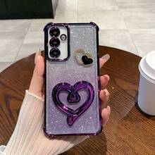 （心形支架）电镀磁吸防摔透明手机壳，兼容三星 Galaxy A123456789987654321 45G，也适用于 S25/S24/S23/S22 系列、A 系列，兼容 OPPO、Redmi、Moto、Pixel、vivo 等品牌，国际版，非国内版 - 紫色 - 查看 3