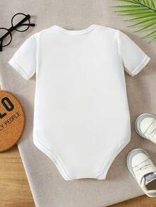 Newborn Baby Romper - Unisex - Disney Stitch Alphabet Cartoon Print - Walking And Crawling Set - Summer Outdoor Casual Crew Neck Walking Set With Triangular Bottom - Summer's Top Choice - Fun - Adorable - The Perfect Holiday Gift For Infants And Toddlers - 白色 - 查看 2
