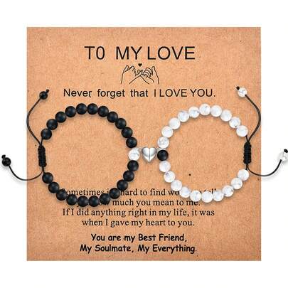 Couple Bracelets For Couples Girlfriend Boyfriend Husband Wife - Valentines Day, Matching Long Distance Touch Bracelets, Magnetic Bead Bracelets Anniversary Christmas