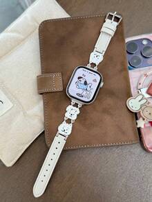 1pc Apple Doodle Dog Band - Black, Brown, White Compatible With Apple Watch Band 38/40/41/(S10/11) 42 42/44/45/49/(S10/11)46, Understated Luxury Fashion Metal Band, Compatible With AppleWatch Ladies, Stainless Steel, Compatible With AppleWatch SE, Series 11 10 9 8 7 6 5 4 3 2, Animal Dog - Multicolor - View 2