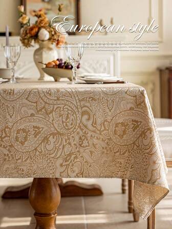 1 st. guldfärgad, glänsande jacquardduk, vattentålig, elegant vintage- och bohemisk stil med paisleymönster, finns i flera storlekar, lämplig för vardagsrum, matsal, heminredning och rumsdekoration, perfekt för julfest eller matbordsdekoration