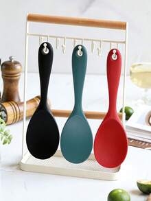 1pc Non-Stick Heat Resistant Silicone Rice Spoon - Ergonomic One-Piece Design, Durable, Easy To Clean, Suitable For Rice, Salad, Mashed Potatoes, Etc.