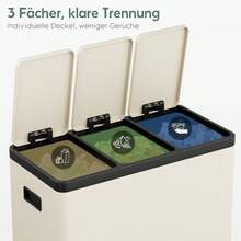 Kitchen Waste Bin, Waste Separation System With 3 Compartments, 45L (3 X 15L), Steel Kitchen Waste Bin, Pedal Bin, Waste Bin - 杏色 - 查看 5