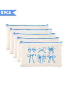 Sac organisateur de maquillage style Y2K avec nœud papillon, trousse de toilette de voyage portable, sac multifonctionnel, porte-pinceaux, étui à crayons, ensemble cadeau de fête, sac à fermeture éclair pour rouge à lèvres, pinceaux, téléphone, porte-monnaie, convient pour la maison, les voyages, la plage, la piscine, les fêtes, l'école - Beige - Voir 25