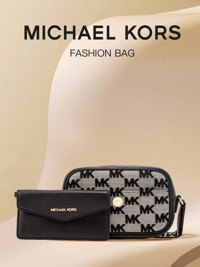 Michael Kors Bolso bandolera Maisie Small 2 en 1 de piel granulada para cámara con correa de lona ajustable
