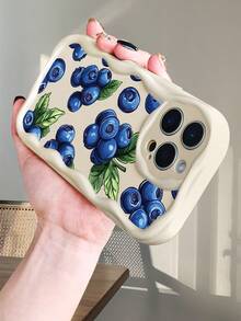 Funda para teléfono con diseño de arándanos y hojas verdes, a prueba de golpes, ajustada, moderna y con estampado de comida, compatible con iPhone 16ProMax/16E/16Pro/16Plus/16/15ProMax/15Pro/15Plus/15/14ProMax/14Pro/14Plus/14/13ProMax/13Pro/13/13Mini/12ProMax/12Pro/12/12Mini/11ProMax/11Pro/11/XSMAX/XR/X/XS - Blanco - Ver 4