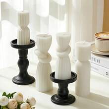 شمعة عمود فاخرة بتصميم شرائط بيضاء ثلاثية الأبعاد بحجم 11.5-19.5 سم، شمعة عطرية خالية من الدخان، مناسبة كهدية عيد ميلاد أو عيد الحب أو للاستخدام اليومي أو كهدية أو لاحتفالات الزفاف أو كتذكارات أو لحفلات أو لديكور طاولة المنزل خلال شهر رمضان