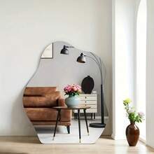 1pc Modern Cloud-Shaped Frameless Mirror, Horizontal Lacquered Finish, Polystyrene Material, Shatterproof High-Definition Mirror Surface, Suitable For Desktop Decor, No Electricity Required, Asymmetrical Floral Theme