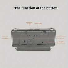 Double Projection Multi-Function Digital Alarm Clock With Large LED Mirror Screen, Temperature, Bedroom Date-Project Time And Alarm Clock - Vỏ đen Đèn xanh - Xem 5