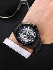 RONMAR 男士休闲镂空陀飞轮自动机械表，防水，夜光，适合商务、学生、时尚人士佩戴，不锈钢表壳，价格实惠