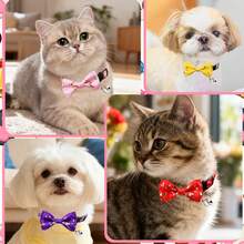 1/2pcs Pet Bell Collar, Hot Stamping Ribbon, Bow, Cat Dog Collar, Star Moon, Fashionable Cat Collar, Cat Collar, Dog Accessories, Cat Bow Tie, Dog Bows, Cat Stuff, Wedding Items - Multicolor - View 7