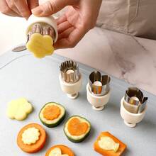 Conjunto de 4 moldes de aço inoxidável prensados em formato de flor e peixe, ideais para fazer bolinhos, raviólis, legumes, frutas e biscoitos. Utensílios de cozinha multifuncionais e criativos, perfeitos para preparar massa borboleta de legumes, massa para bolinhos, biscoitos de desenho animado e papinhas para bebês. Moldes criativos prensados. - Multicolorido - Ver 10