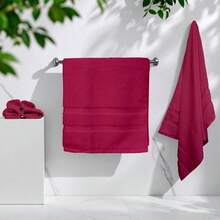 Polyblanc - Juego de 6 Toallas de Microfibra de Secado Rápido para Baño Gimnasio y Manos Toallas de Baño Grandes Toallas para Gimnasio y Toallas para Manos en un Juego de Baño Vino - Vino - Ver 4