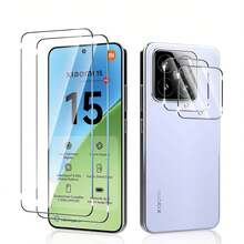4pcs Tempered Glass Screen Protector + Camera Lens Protector Compatible With Xiaomi 15T/15T Pro, High Definition 3D, Anti-Scratch, Anti-Fall, Applicable To 15T Black Silk Screen Camera Protector, 2pcs Screen Protector - Transparent Lens - View 15