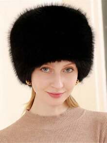 Women's Winter Faux Fur Elastic Hat, Cossack Style, White Warm Cap, Suitable For Cold Weather - Mocha Brown - View 2