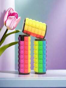 1pc 3D Magic Tower Puzzle Toy - Colorful Corn Cylinder Rotating Cube For Stress Relief & Brain Training,5x5 Multi-Layer Twist Puzzle, Creative Fidget Toy For Adults Teens, Perfect For Office Breaks, Study Sessions, Travel, Parties, Classroom Activities, Meditation Aid, Waiting Time & Cross-Border Intellectual Challenge & Focus Enhancement Tool - 彩色 - 查看 7