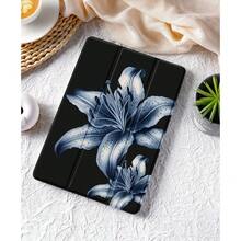 Blue Flower Pattern Tablet Protective Case, Compatible With Apple IPad 10.2 Inch, IPad Pro 2021/2020, IPad 9th/10th Gen, IPad 11 Inch 11th Gen 2025, Galaxy Tab A8 10.5 Inch  Matepad 10. , Anti-Drop, With Pen Slot, Support Sleep/Wake - 黑色 iPad - 查看 4