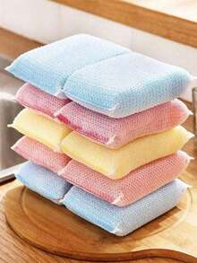 12/6/3/1pc/Long-Lasting Dual-Sided Dishwashing Sponges - Non-Scratch Scrub Pads For Pots - Multi-Use Kitchen Cleaning Tools For Home & School - Multicolor - View 12