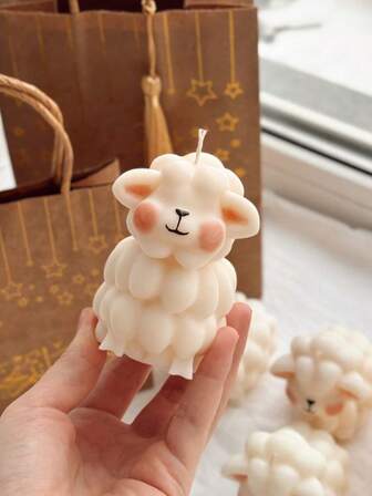 1 PIEZA Molde de silicona con diseño de oveja linda, molde creativo DIY de vela aromática con forma de animal oveja, decoración del hogar / ornamento de regalo de resina epoxi, molde para hacer artesanías, molde de yeso para ornamentos de arte