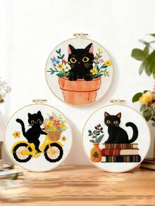 Easter Adult And Children's Embroidery Beginner Set Suitable For Beginners Embroidery Set Handmade Embroidery Beginner Set Printed Cross Embroidery Needle Point Set Suitable For Beginners Embroidery Set Easter Gift Easter Decoration - Beige - View 2