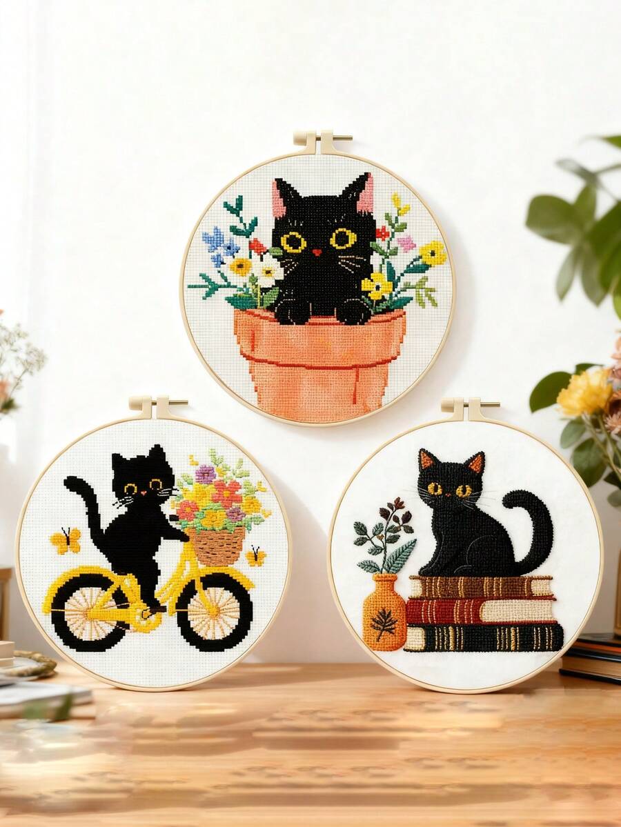 Easter Adult And Children's Embroidery Beginner Set Suitable For Beginners Embroidery Set Handmade Embroidery Beginner Set Printed Cross Embroidery Needle Point Set Suitable For Beginners Embroidery Set Easter Gift Easter Decoration