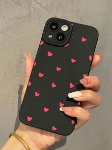 1 chiếc ốp lưng điện thoại TPU chống sốc hình trái tim màu đen và hồng tối giản, bao phủ toàn bộ bề mặt, tương thích với Apple 17, 16, 15, 14, 13, 12, 11 Pro Max, Air, Series - Nhiều màu - Xem 4