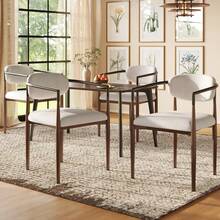 Quality Linens (4), Dining Chairs, Makeup Chairs, Lightweight, Modern Minimalist Luxury, Ergonomic, Adjustable Feet - Beige - View 1