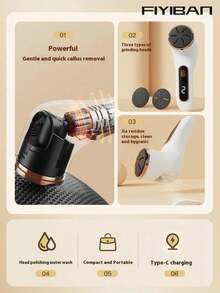 FIYIBAN 1pc Rechargeable Portable Electric Foot Callus Remover, High-Quality Motor, Long-Lasting & Durable, Professional Dead Skin & Hard Skin Removal With Exfoliating And Gua Sha Function, Suitable For Daily Foot Care - Multicolor - View 5