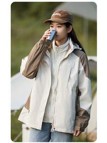 Women Shell Jackets - Khaki - View 3