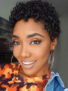 Africa Black People Fashion Lady Small Curly Hair Ball Headwear Micro Roll Wig Europe And America Woman Short Curly Hair - Multicolor - View 4