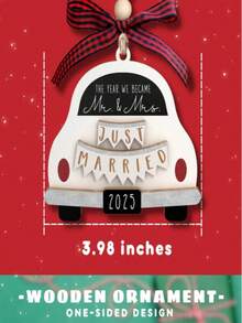 结婚礼物 - 送给新郎新娘的礼物 - 2025年结婚礼物，送给新娘、准新郎新娘、新婚夫妇的礼物 - 2025年第一个圣诞节的木制婚礼装饰品，送给家人和朋友的最佳节日礼物 - 彩色 - 查看 10