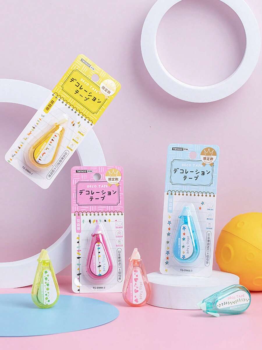 1PC Creative Clover Heart Pentagram Correction Strap Cartoon Cute Decoration Strap Diy Diary Note Decoration Suitable For Daily Use