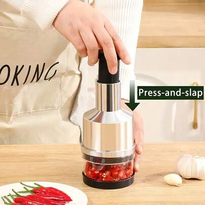 Stainless Steel Knife Multifunctional Garlic Slicer And Pestle, Kitchen Supplies Manual Pressing Vegetable Cutting Tool, Onion Chopper, Garlic Press, Multifunctional Kitchen Tool