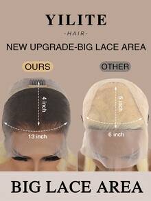 Yilite 渐变色 4/613 棕色漂白金色波波头假发，真人发蕾丝前假发，13x4 蕾丝前假发，预先拔毛并带有婴儿绒毛，女士短直波波头假发 - S4/613 - 查看 5