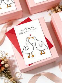 1Pc Fun Couple Confession Card For Partner Husband Wife - You'll Always Be My Silly Goose - Happy Valentines Day Cards For Girlfriend Boyfriend - Multicolor - View 4