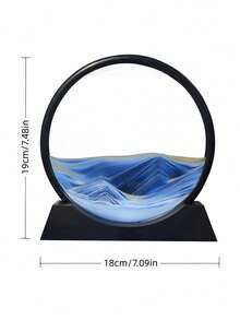 1pc 19cm 3D Round Glass Deep Sea Sand Painting Frame, Luxury Flowing Sand Art Frame, Stress Relief Home Office Decor, Bookshelf Ornament, Multiple Colors Available, Creative Furniture Accessory
